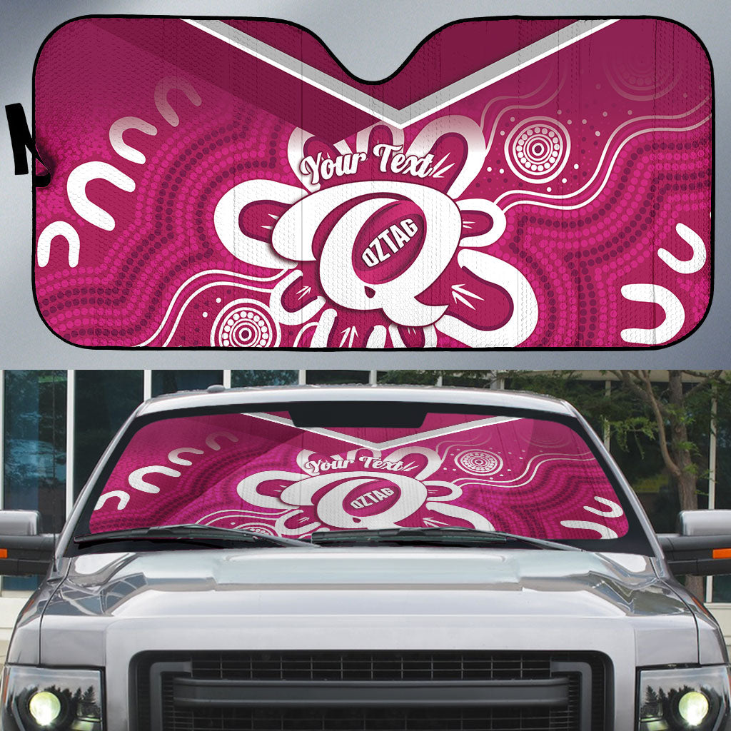 Queensland Oztag Custom Auto Sun Shade QLD Indigenous Art