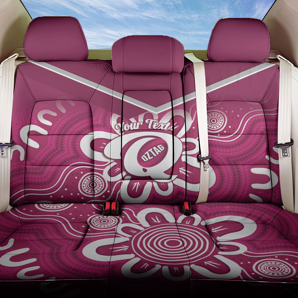 Queensland Oztag Custom Back Car Seat Cover QLD Indigenous Art