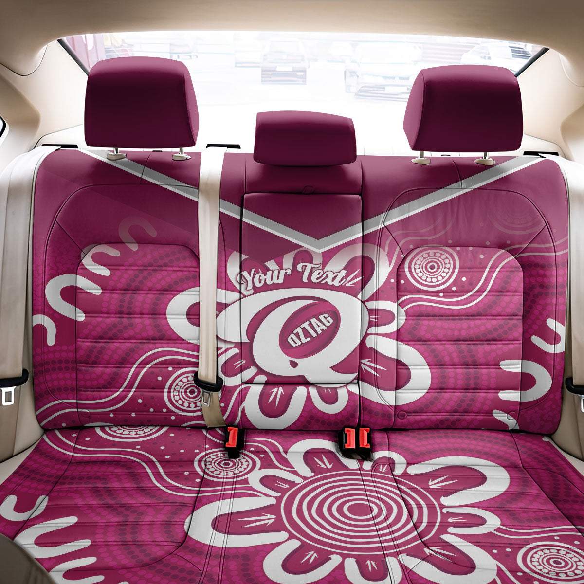 Queensland Oztag Custom Back Car Seat Cover QLD Indigenous Art