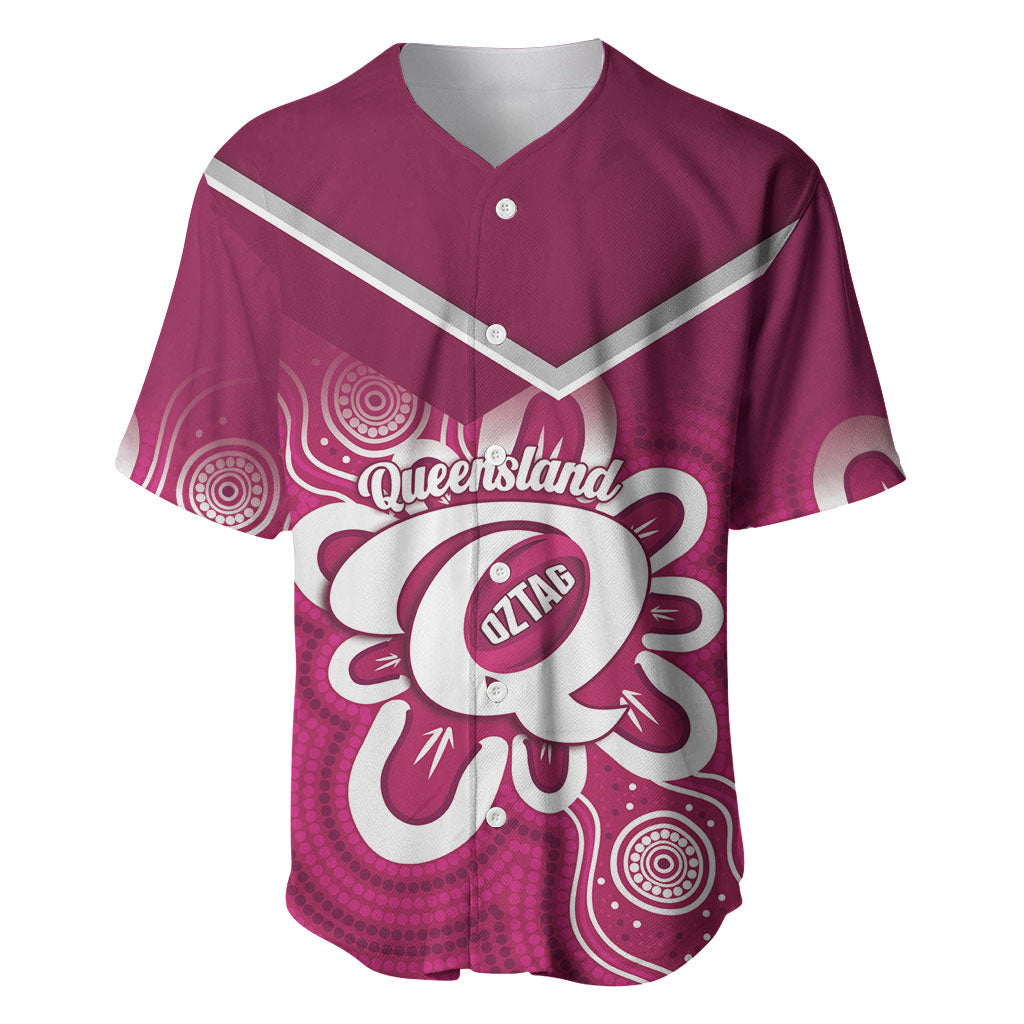 Queensland Oztag Custom Baseball Jersey QLD Indigenous Art