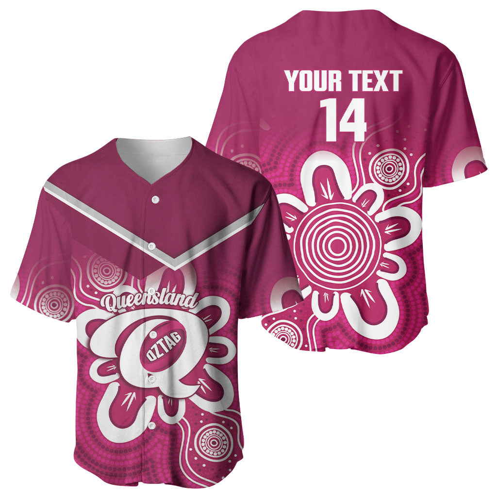 Queensland Oztag Custom Baseball Jersey QLD Indigenous Art