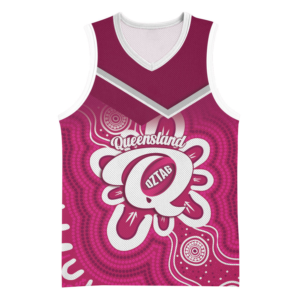 Queensland Oztag Custom Basketball Jersey QLD Indigenous Art