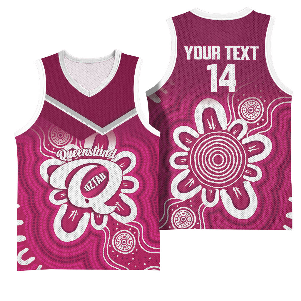 Queensland Oztag Custom Basketball Jersey QLD Indigenous Art
