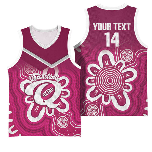 Queensland Oztag Custom Basketball Jersey QLD Indigenous Art