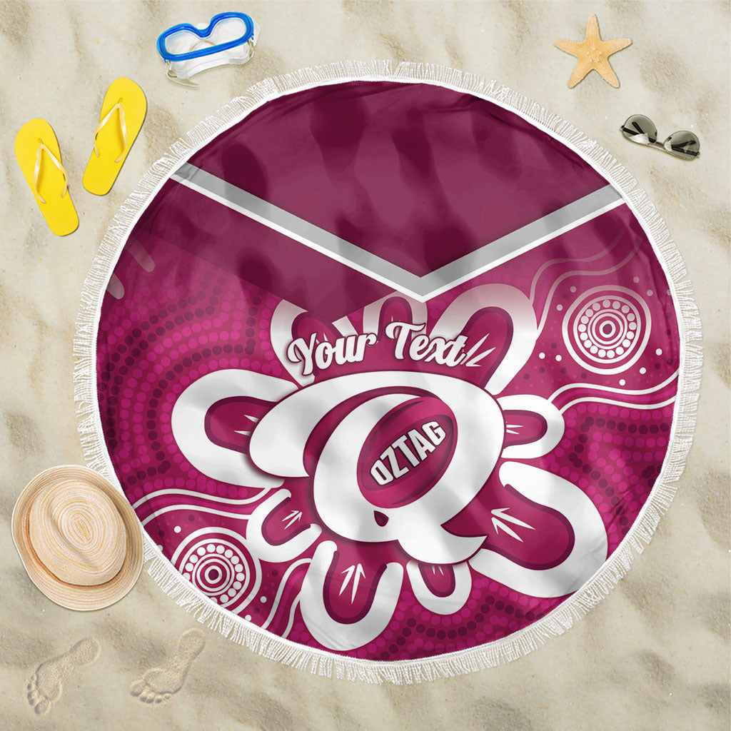 Queensland Oztag Custom Beach Blanket QLD Indigenous Art