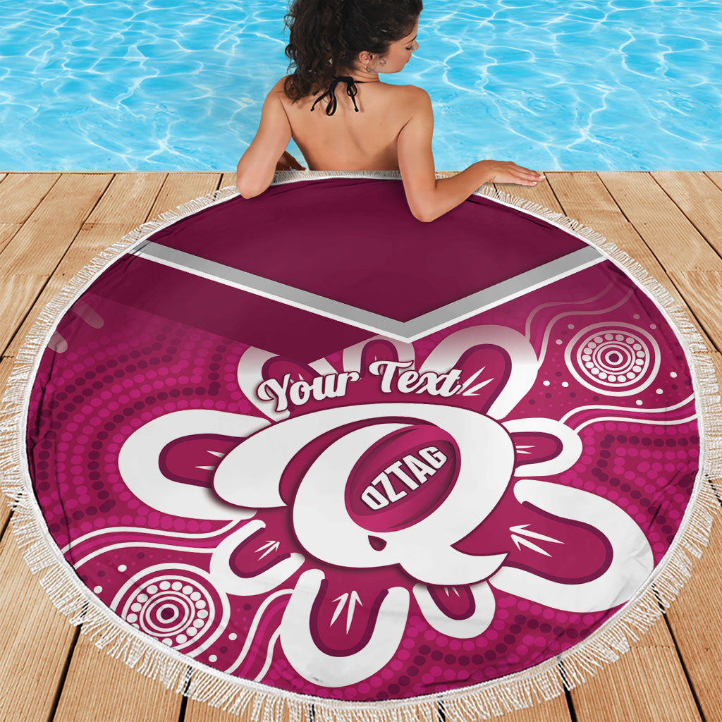 Queensland Oztag Custom Beach Blanket QLD Indigenous Art