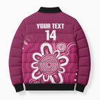 Queensland Oztag Custom Bomber Puffer Jacket QLD Indigenous Art