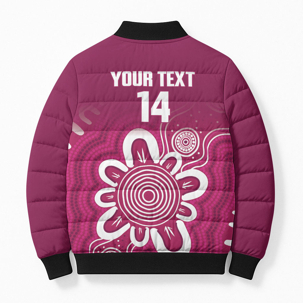 Queensland Oztag Custom Bomber Puffer Jacket QLD Indigenous Art