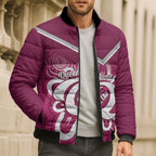 Queensland Oztag Custom Bomber Puffer Jacket QLD Indigenous Art