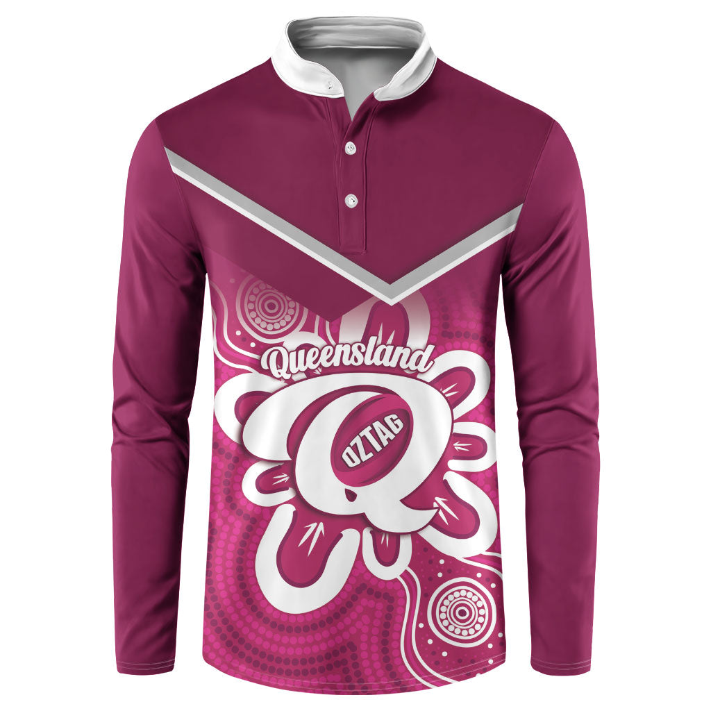 Queensland Oztag Custom Button Sweatshirt QLD Indigenous Art