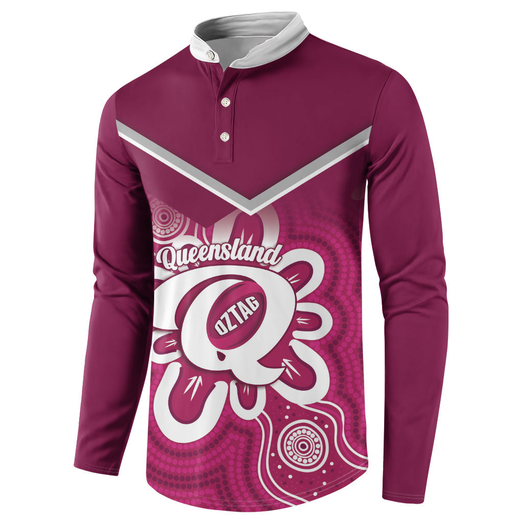 Queensland Oztag Custom Button Sweatshirt QLD Indigenous Art