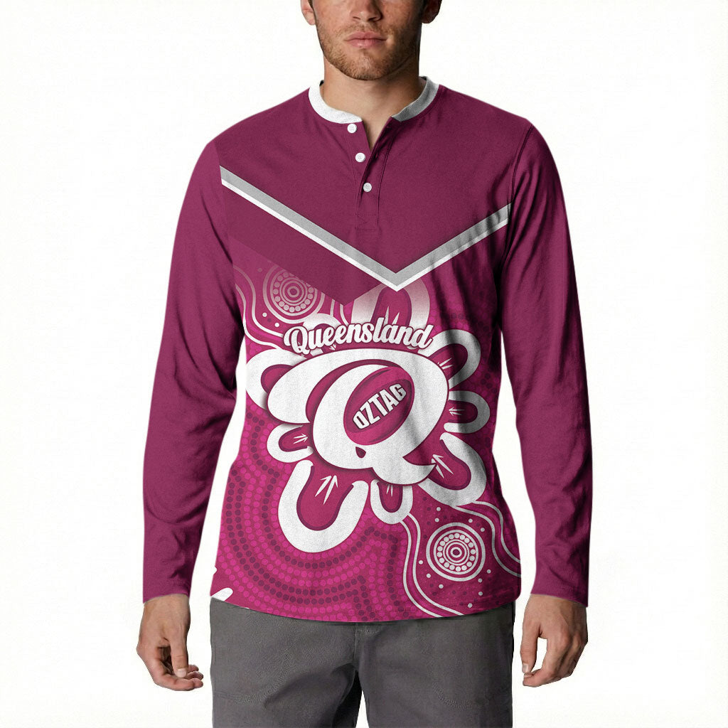 Queensland Oztag Custom Button Sweatshirt QLD Indigenous Art