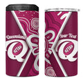 Queensland Oztag Custom 4 in 1 Can Cooler Tumbler QLD Indigenous Art
