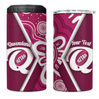 Queensland Oztag Custom 4 in 1 Can Cooler Tumbler QLD Indigenous Art