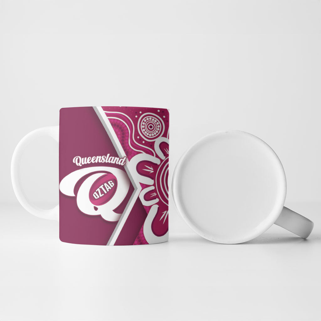Queensland Oztag Custom Ceramic Mug QLD Indigenous Art