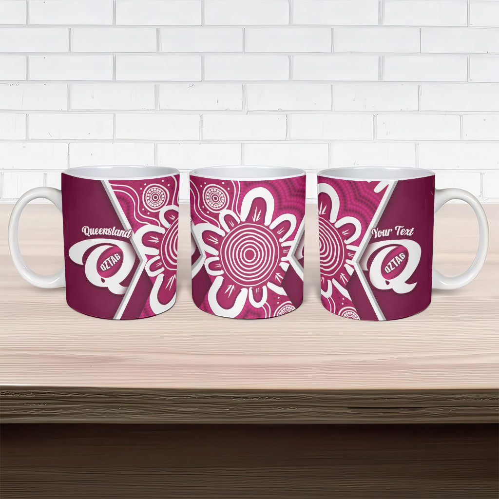 Queensland Oztag Custom Ceramic Mug QLD Indigenous Art