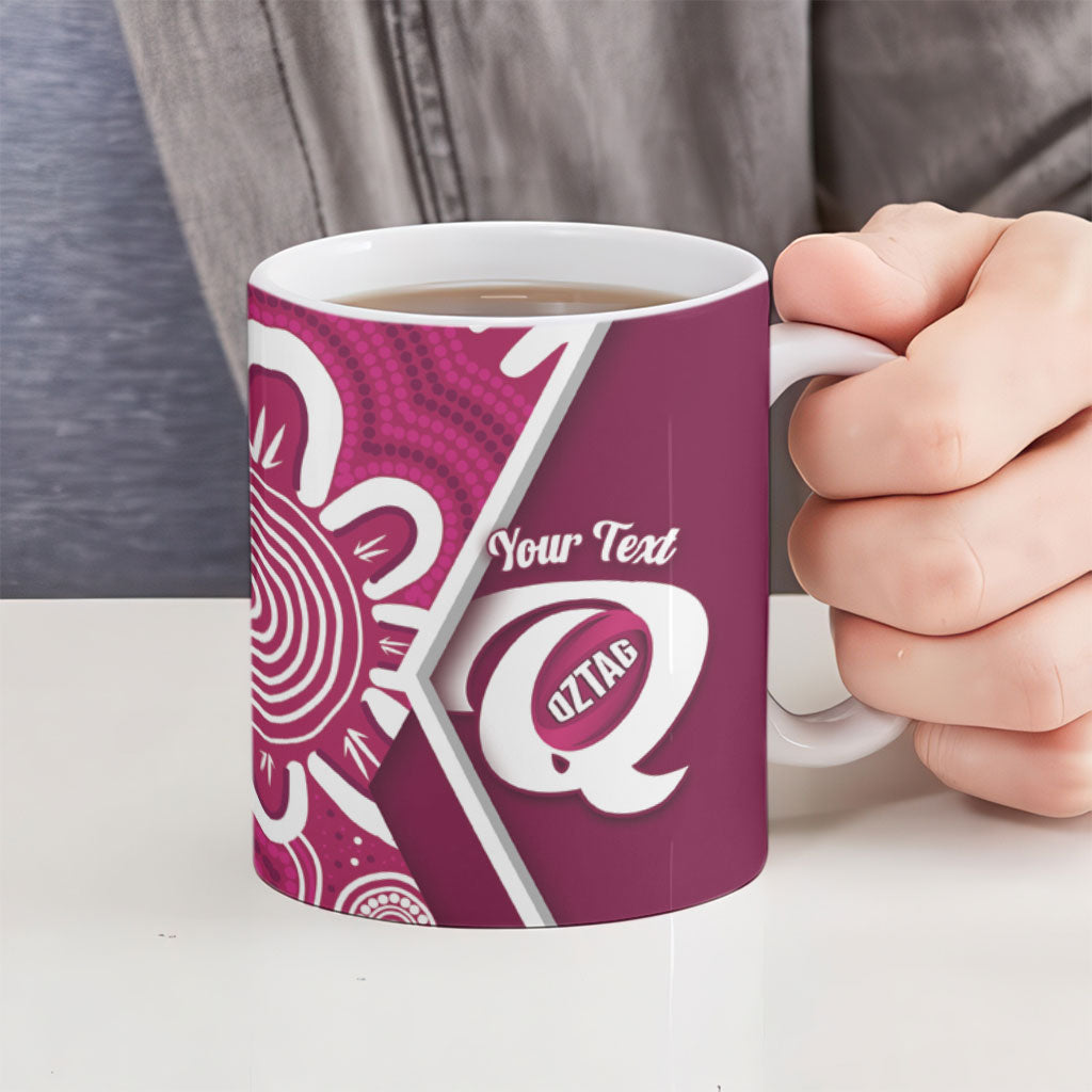 Queensland Oztag Custom Ceramic Mug QLD Indigenous Art