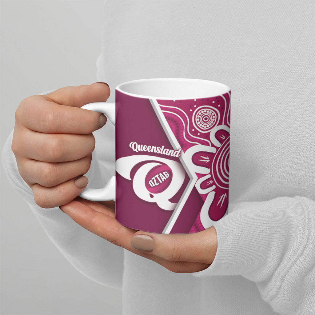 Queensland Oztag Custom Ceramic Mug QLD Indigenous Art