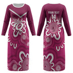 Queensland Oztag Custom Couples Matching Long Sleeve Bodycon Dress and Hawaiian Shirt QLD Indigenous Art