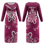Queensland Oztag Custom Couples Matching Long Sleeve Bodycon Dress and Long Sleeve Button Shirt QLD Indigenous Art