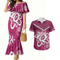 Queensland Oztag Custom Couples Matching Mermaid Dress and Hawaiian Shirt QLD Indigenous Art