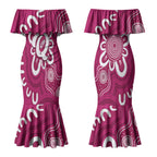 Queensland Oztag Custom Couples Matching Mermaid Dress and Hawaiian Shirt QLD Indigenous Art