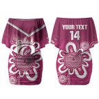 Queensland Oztag Custom Couples Matching Off Shoulder Short Dress and Hawaiian Shirt QLD Indigenous Art