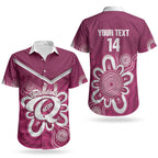 Queensland Oztag Custom Couples Matching Puletasi and Hawaiian Shirt QLD Indigenous Art