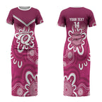 Queensland Oztag Custom Couples Matching Short Sleeve Bodycon Dress and Long Sleeve Button Shirt QLD Indigenous Art