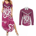Queensland Oztag Custom Couples Matching Summer Maxi Dress and Long Sleeve Button Shirt QLD Indigenous Art