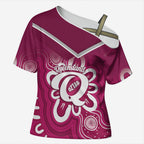 Queensland Oztag Custom Cross Shoulder Shirt QLD Indigenous Art