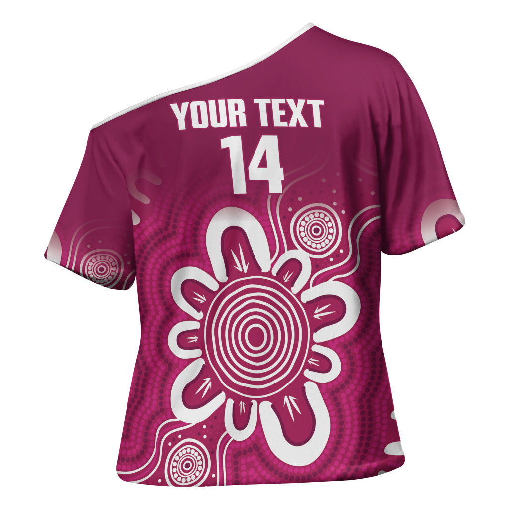 Queensland Oztag Custom Cross Shoulder Shirt QLD Indigenous Art