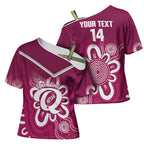 Queensland Oztag Custom Cross Shoulder Shirt QLD Indigenous Art