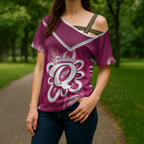 Queensland Oztag Custom Cross Shoulder Shirt QLD Indigenous Art