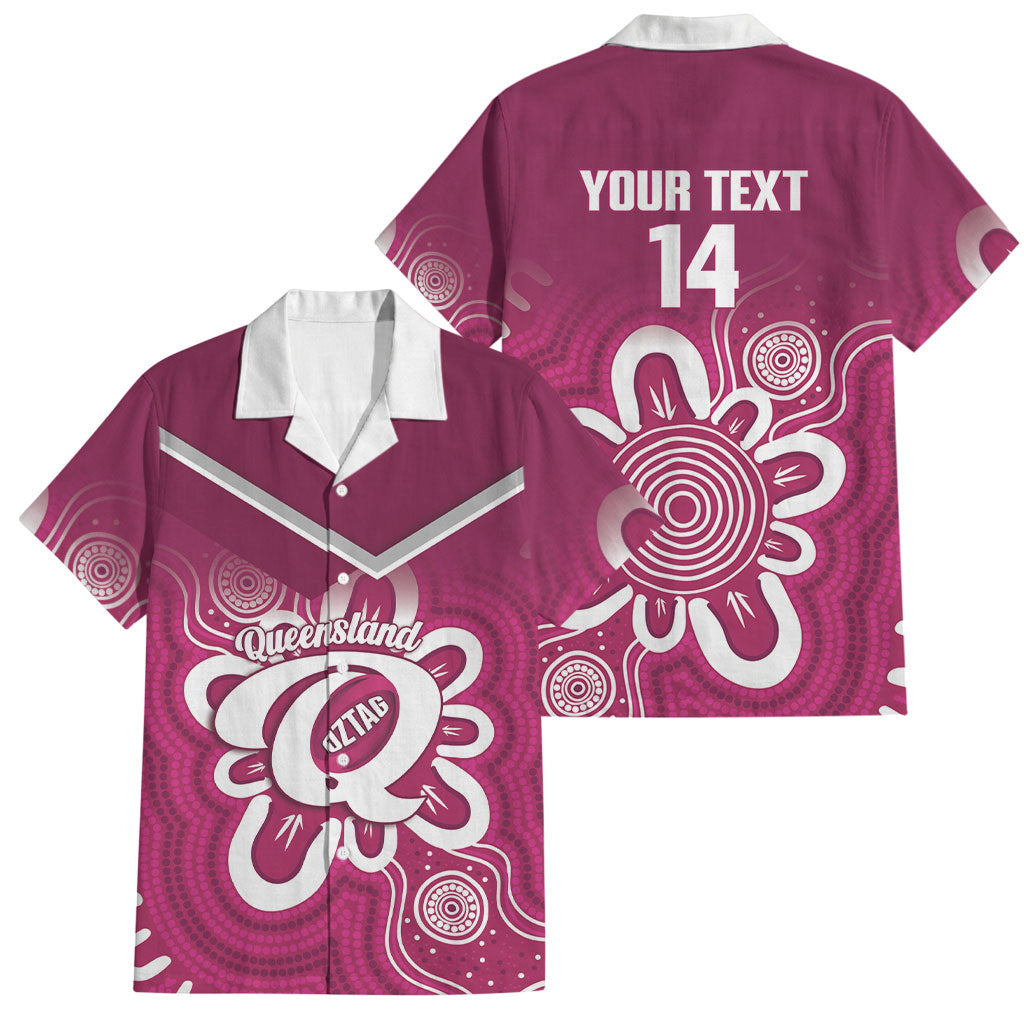Queensland Oztag Custom Family Matching Off Shoulder Maxi Dress and Hawaiian Shirt QLD Indigenous Art