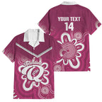 Queensland Oztag Custom Family Matching Off Shoulder Short Dress and Hawaiian Shirt QLD Indigenous Art