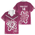 Queensland Oztag Custom Family Matching Puletasi and Hawaiian Shirt QLD Indigenous Art