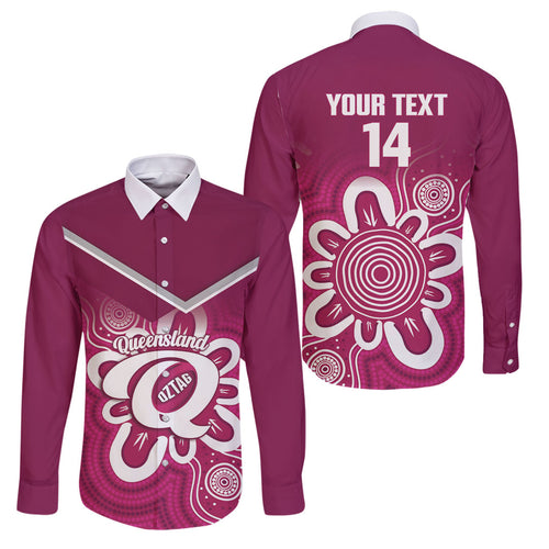 Queensland Oztag Custom Family Matching Short Sleeve Bodycon Dress and Hawaiian Shirt QLD Indigenous Art