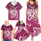 Queensland Oztag Custom Family Matching Summer Maxi Dress and Hawaiian Shirt QLD Indigenous Art