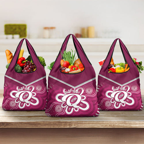 Queensland Oztag Custom Grocery Bag QLD Indigenous Art