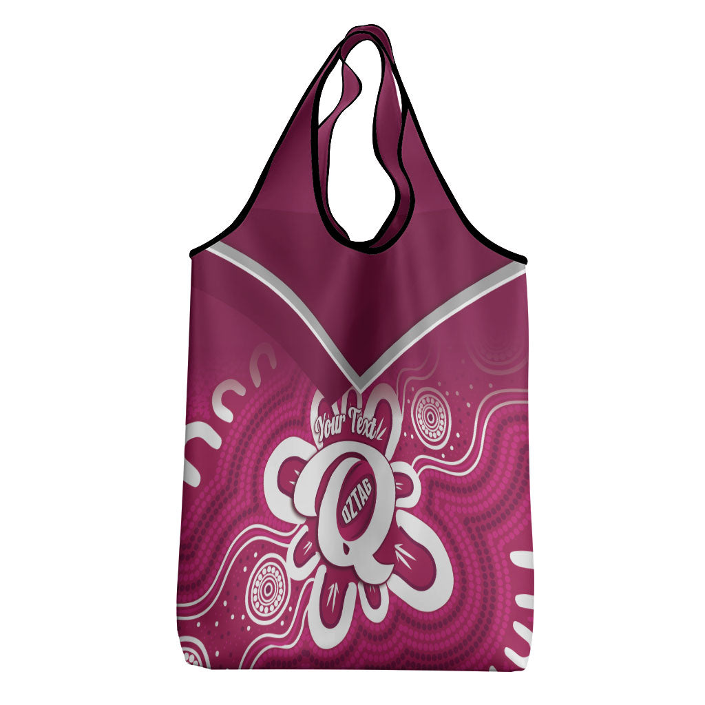 Queensland Oztag Custom Grocery Bag QLD Indigenous Art