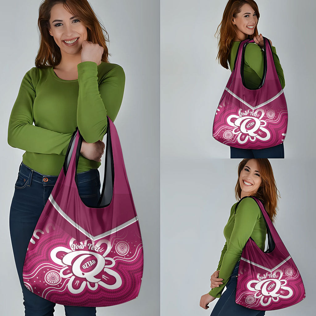 Queensland Oztag Custom Grocery Bag QLD Indigenous Art