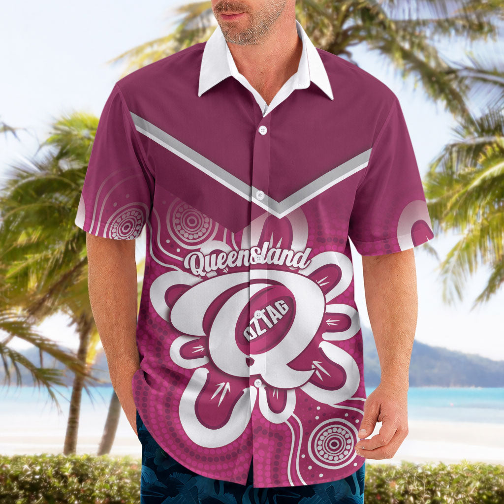 Queensland Oztag Custom Hawaiian Shirt QLD Indigenous Art