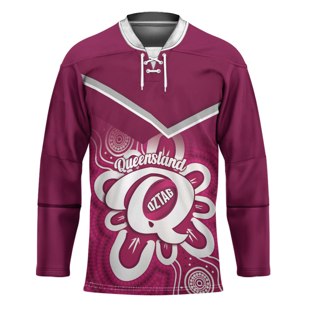 Queensland Oztag Custom Hockey Jersey QLD Indigenous Art