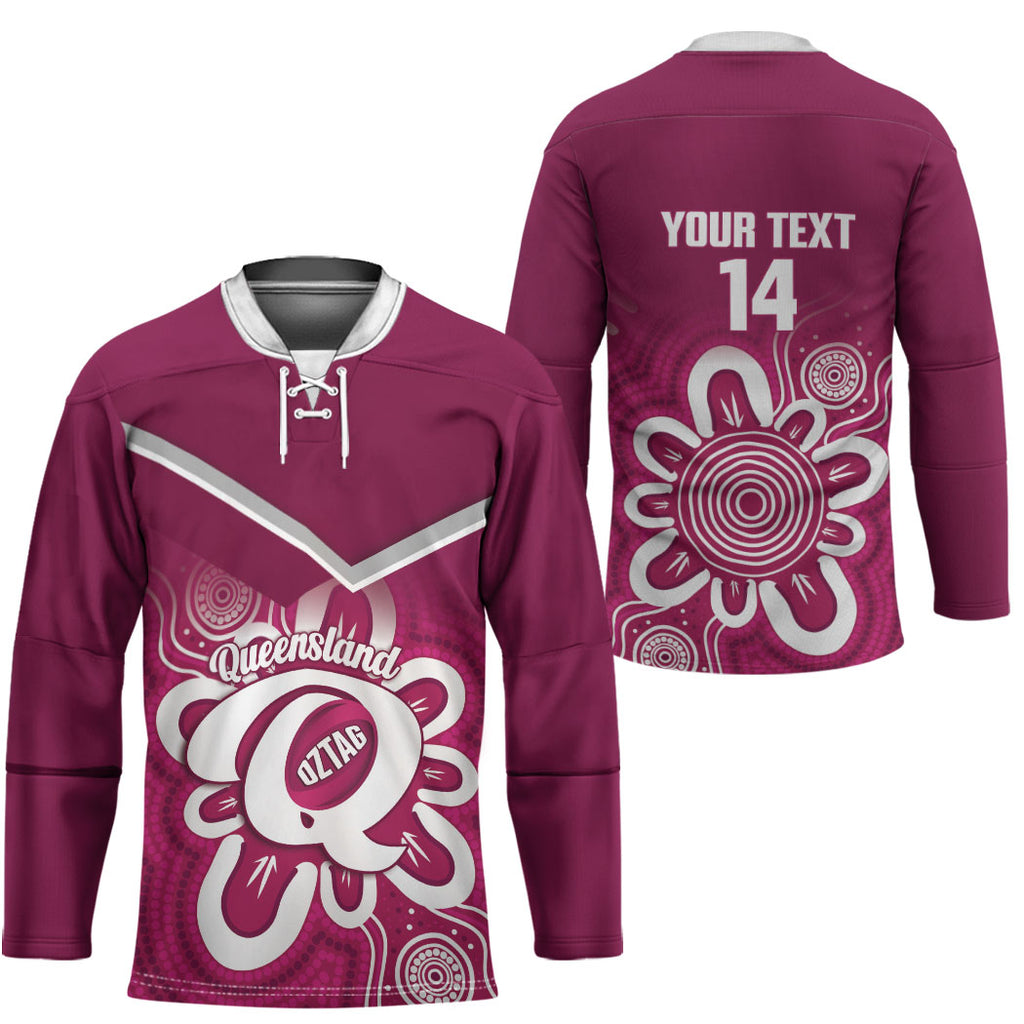 Queensland Oztag Custom Hockey Jersey QLD Indigenous Art