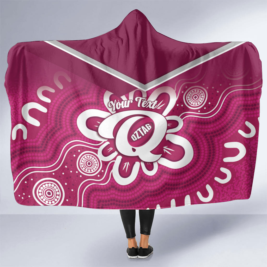 Queensland Oztag Custom Hooded Blanket QLD Indigenous Art