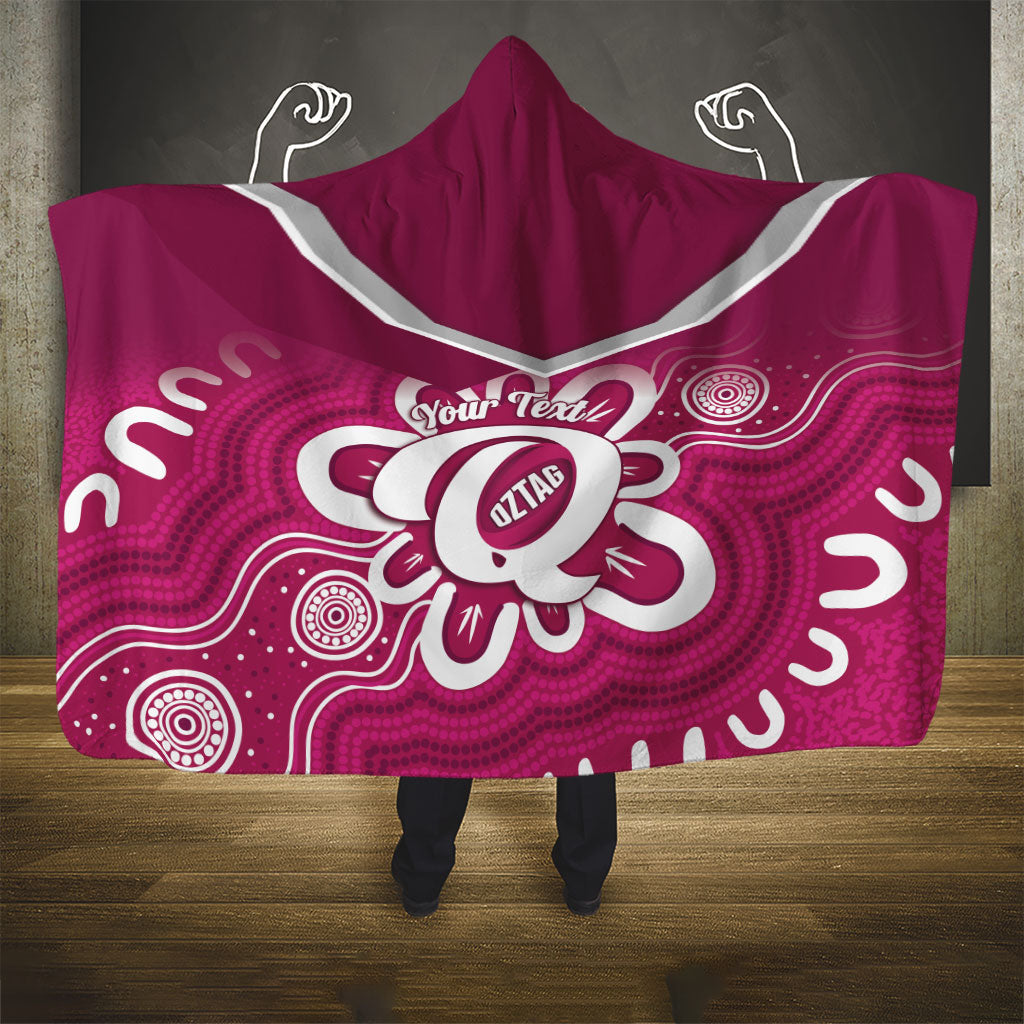 Queensland Oztag Custom Hooded Blanket QLD Indigenous Art