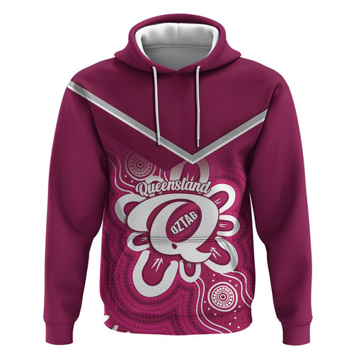 Queensland Oztag Custom Hoodie QLD Indigenous Art