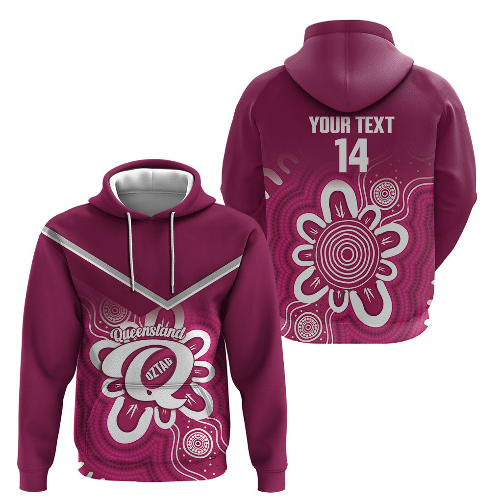Queensland Oztag Custom Hoodie QLD Indigenous Art