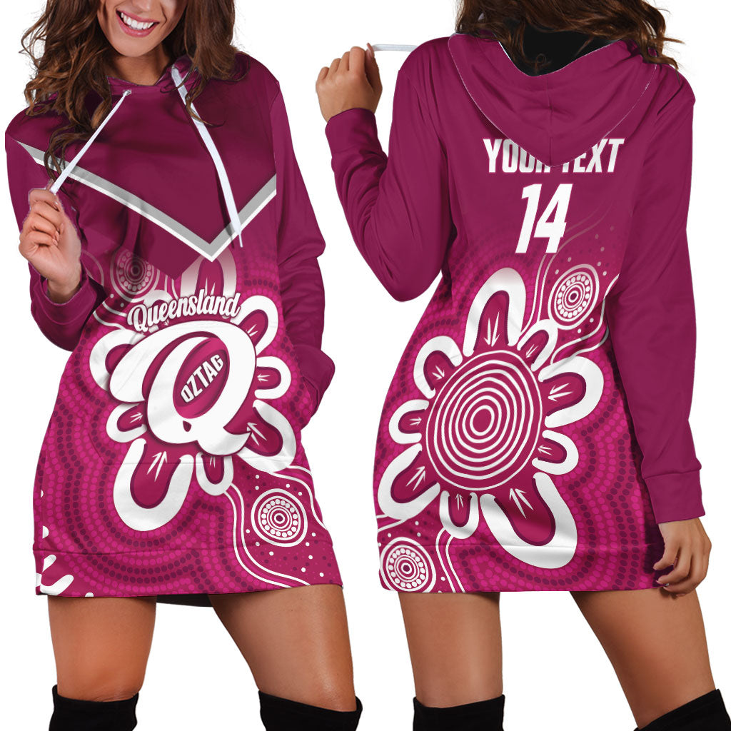 Queensland Oztag Custom Hoodie Dress QLD Indigenous Art